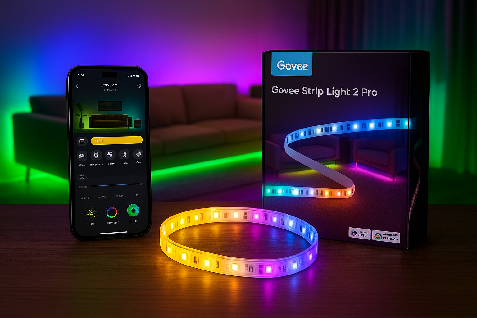 Tira LED inteligente Govee RGBIC 2 Pro con Matter, 5 metros, compatible con Alexa y Google Home.